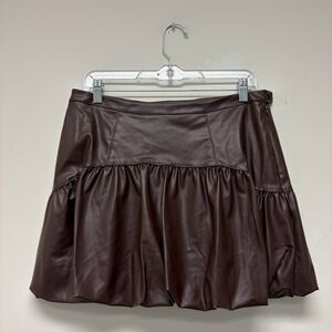 Womens Leather A-Line Bubble Skirt Size M,L,S Available #427-434